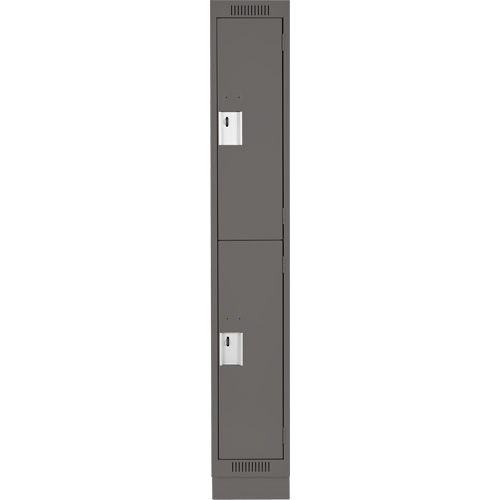 Clean Line Lockers, 2 -tier, 12" x 18" x 76", Steel, Charcoal, Rivet (Assembled) Sécurité Médic