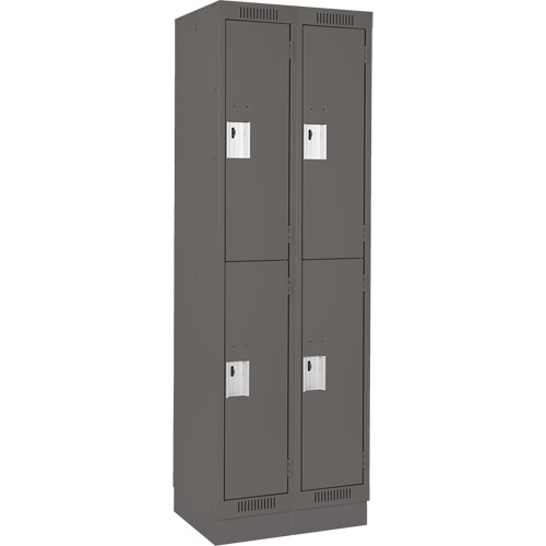 Clean Line Lockers, 2 -tier, Bank of 2, 24" x 18" x 76", Steel, Charcoal, Rivet (Assembled) Sécurité Médic