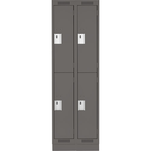 Clean Line Lockers, 2 -tier, Bank of 2, 24" x 18" x 76", Steel, Charcoal, Rivet (Assembled) Sécurité Médic