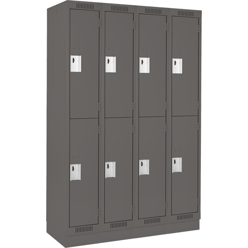 Clean Line Lockers, 2 -tier, Bank of 4, 48" x 18" x 76", Steel, Charcoal, Rivet (Assembled) Sécurité Médic