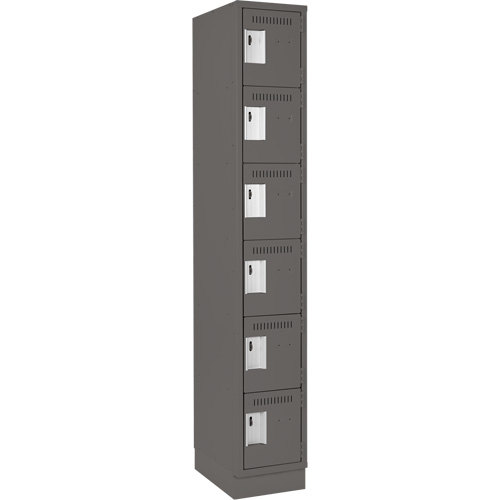 Clean Line Lockerette, 6 -tier, 12" x 18" x 76", Steel, Charcoal, Rivet (Assembled) Sécurité Médic