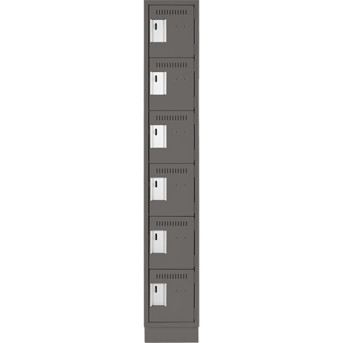 Clean Line Lockerette, 6 -tier, 12" x 18" x 76", Steel, Charcoal, Rivet (Assembled) Sécurité Médic
