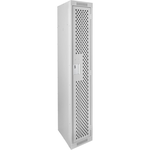 Clean Line Lockers, 12" x 12" x 72", Steel, Grey, Rivet (Assembled), Perforated Sécurité Médic