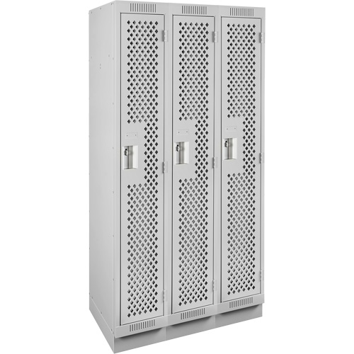 Casiers Clean Line, Bloc de 3, 36" x 18" x 76", Acier, Gris, Rivet (assembl&eacute;), Perfor&eacute; Sécurité Médic