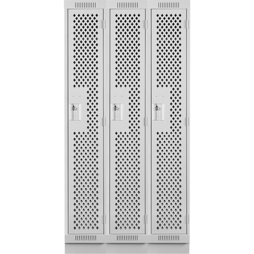 Casiers Clean Line, Bloc de 3, 36" x 18" x 76", Acier, Gris, Rivet (assembl&eacute;), Perfor&eacute; Sécurité Médic