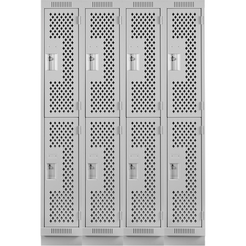 Casiers Clean Line, 2 niveaux, Bloc de 4, 48" x 15" x 76", Acier, Gris, Rivet (assembl&eacute;), Perfor&eacute; Sécurité Médic