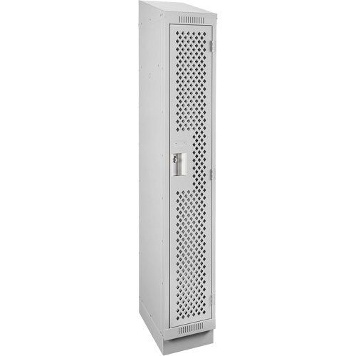 Clean Line Lockers, 12" x 12" x 82", Steel, Grey, Rivet (Assembled), Perforated Sécurité Médic