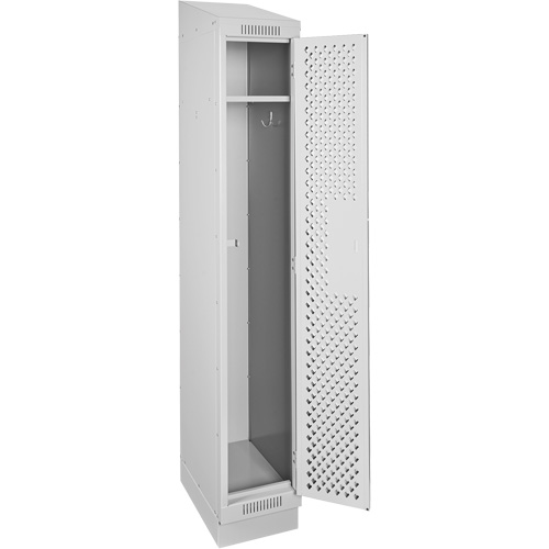 Clean Line Lockers, 12" x 12" x 82", Steel, Grey, Rivet (Assembled), Perforated Sécurité Médic