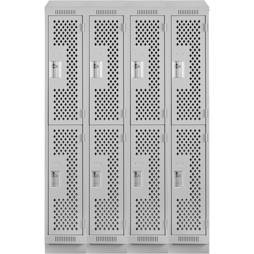 Casiers Clean Line, 2 niveaux, Bloc de 4, 48" x 12" x 82", Acier, Gris, Rivet (assembl&eacute;), Perfor&eacute; Sécurité Médic