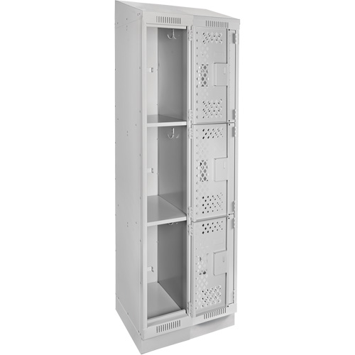 Clean Line Lockers, 3 -tier, Bank of 2, 24" x 12" x 82", Steel, Grey, Rivet (Assembled), Perforated Sécurité Médic