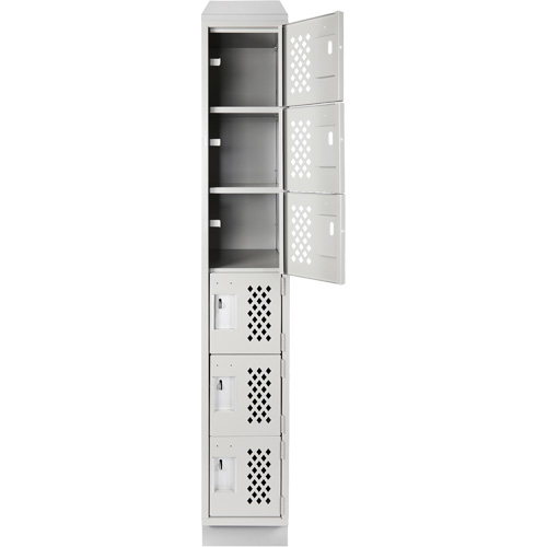 Clean-Line Perforated Lockerette, 6 -tier, 12" x 72" x 12", Steel Sécurité Médic