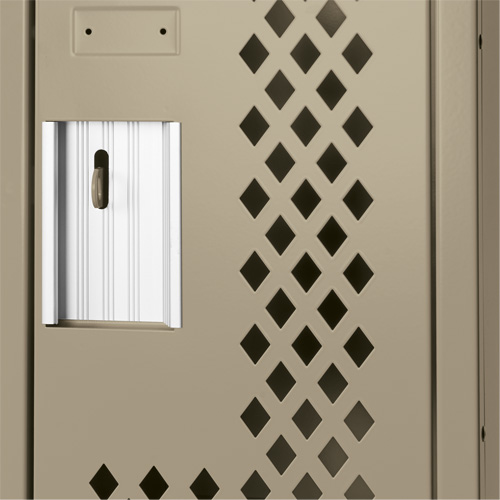 Clean Line Lockers, Bank of 3, 36" x 12" x 72", Steel, Beige, Rivet (Assembled), Perforated Sécurité Médic