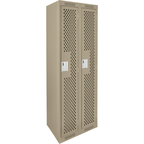 Clean Line Lockers, Bank of 2, 24" x 12" x 72", Steel, Beige, Rivet (Assembled), Perforated Sécurité Médic