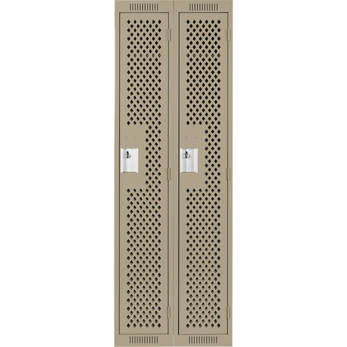 Clean Line Lockers, Bank of 2, 24" x 12" x 72", Steel, Beige, Rivet (Assembled), Perforated Sécurité Médic