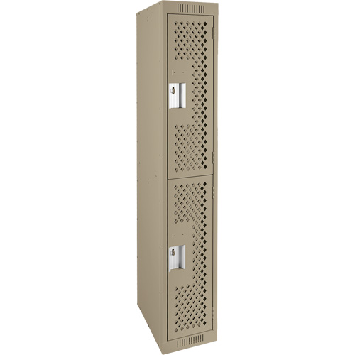 Clean Line Lockers, 2 -tier, 12" x 12" x 72", Steel, Beige, Rivet (Assembled), Perforated Sécurité Médic