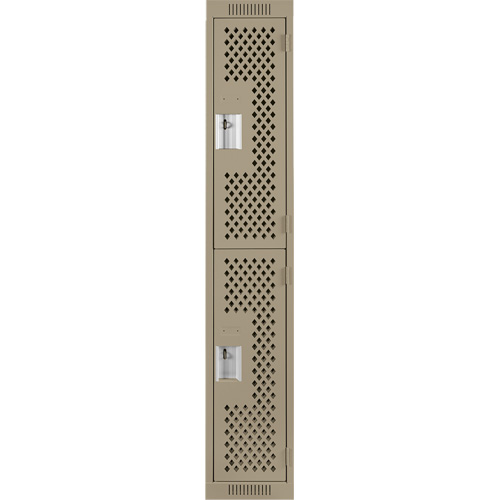 Clean Line Lockers, 2 -tier, 12" x 12" x 72", Steel, Beige, Rivet (Assembled), Perforated Sécurité Médic