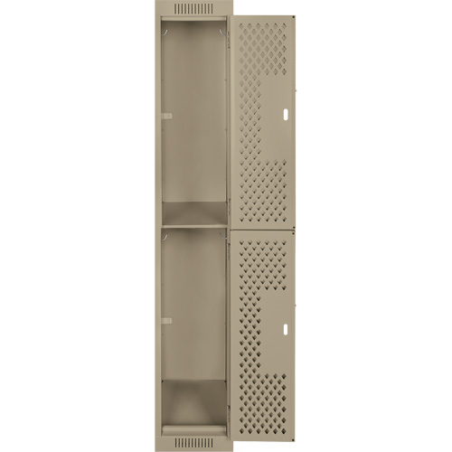 Clean Line Lockers, 2 -tier, 12" x 12" x 72", Steel, Beige, Rivet (Assembled), Perforated Sécurité Médic