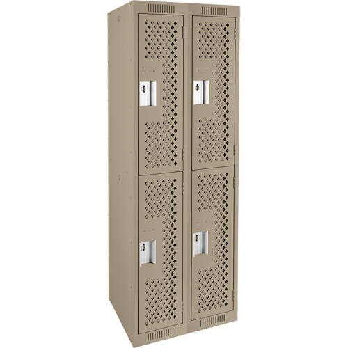 Clean Line Lockers, 2 -tier, Bank of 2, 24" x 12" x 72", Steel, Beige, Rivet (Assembled), Perforated Sécurité Médic