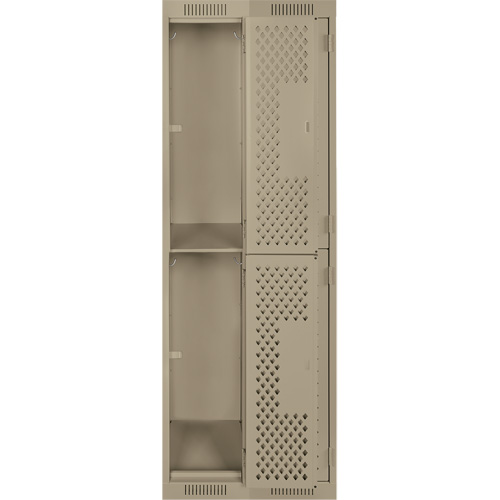 Clean Line Lockers, 2 -tier, Bank of 2, 24" x 12" x 72", Steel, Beige, Rivet (Assembled), Perforated Sécurité Médic