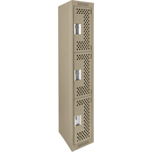 Casiers Clean Line, 3 niveaux, 12" x 12" x 72", Acier, Beige, Rivet (assembl&eacute;), Perfor&eacute; Sécurité Médic