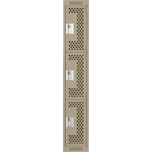 Casiers Clean Line, 3 niveaux, 12" x 12" x 72", Acier, Beige, Rivet (assembl&eacute;), Perfor&eacute; Sécurité Médic