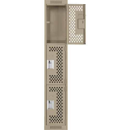 Casiers Clean Line, 3 niveaux, 12" x 12" x 72", Acier, Beige, Rivet (assembl&eacute;), Perfor&eacute; Sécurité Médic