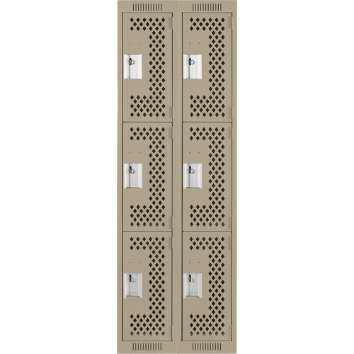Casiers Clean Line, 3 niveaux, Bloc de 2, 24" x 12" x 72", Acier, Beige, Rivet (assembl&eacute;), Perfor&eacute; Sécurité Médic
