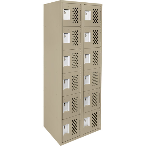 Petit casier perfor&eacute; Clean-Line, 6 niveaux, Bloc de 2, 15" x 72" x 12", Acier Sécurité Médic