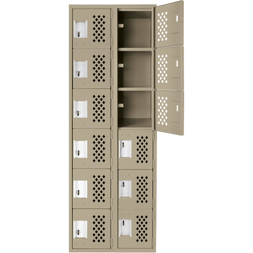 Petit casier perfor&eacute; Clean-Line, 6 niveaux, Bloc de 2, 15" x 72" x 12", Acier Sécurité Médic