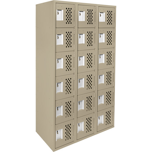 Petit casier perfor&eacute; Clean-Line, 6 niveaux, Bloc de 3, 15" x 72" x 12", Acier Sécurité Médic