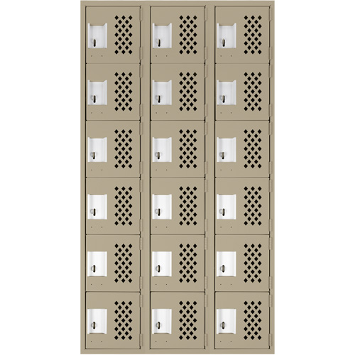 Petit casier perfor&eacute; Clean-Line, 6 niveaux, Bloc de 3, 15" x 72" x 12", Acier Sécurité Médic