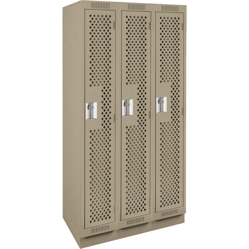 Casiers Clean Line, Bloc de 3, 36" x 18" x 76", Acier, Beige, Rivet (assembl&eacute;), Perfor&eacute; Sécurité Médic