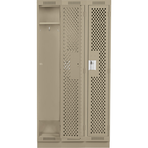 Casiers Clean Line, Bloc de 3, 36" x 18" x 76", Acier, Beige, Rivet (assembl&eacute;), Perfor&eacute; Sécurité Médic