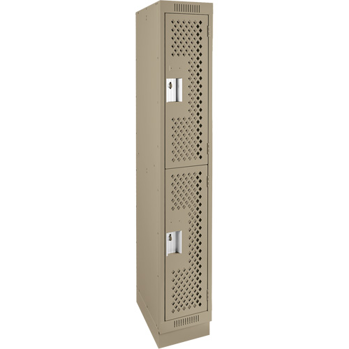 Clean Line Lockers, 2 -tier, 12" x 15" x 76", Steel, Beige, Rivet (Assembled), Perforated Sécurité Médic
