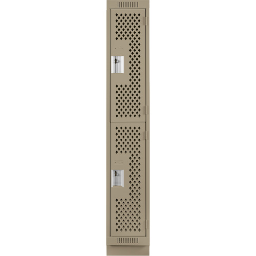 Clean Line Lockers, 2 -tier, 12" x 15" x 76", Steel, Beige, Rivet (Assembled), Perforated Sécurité Médic