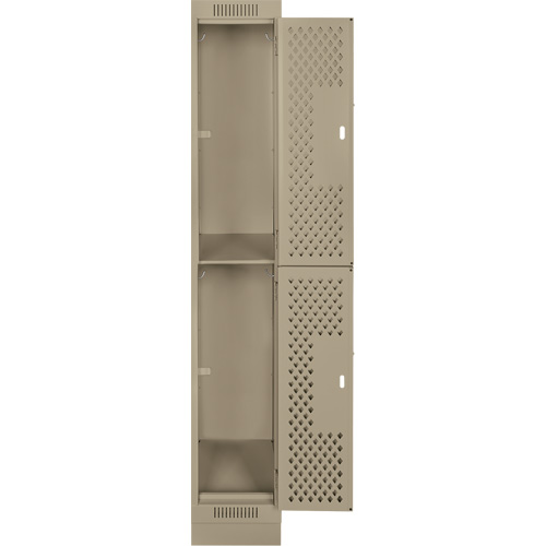 Clean Line Lockers, 2 -tier, 12" x 15" x 76", Steel, Beige, Rivet (Assembled), Perforated Sécurité Médic