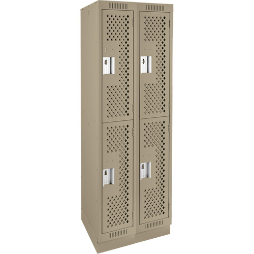 Casiers Clean Line, 2 niveaux, Bloc de 2, 24" x 15" x 76", Acier, Beige, Rivet (assembl&eacute;), Perfor&eacute; Sécurité Médic