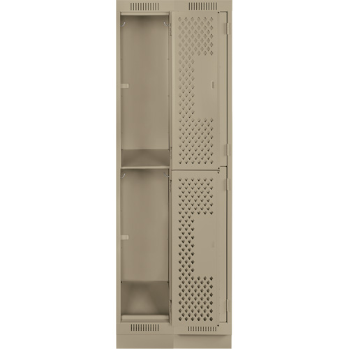 Casiers Clean Line, 2 niveaux, Bloc de 2, 24" x 15" x 76", Acier, Beige, Rivet (assembl&eacute;), Perfor&eacute; Sécurité Médic