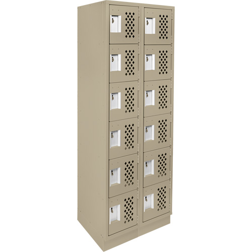 Clean-Line Perforated Lockerette, 6 -tier, Bank of 2, 12" x 72" x 12", Steel Sécurité Médic