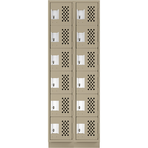 Clean-Line Perforated Lockerette, 6 -tier, Bank of 2, 12" x 72" x 12", Steel Sécurité Médic