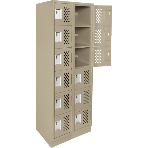 Clean-Line Perforated Lockerette, 6 -tier, Bank of 2, 12" x 72" x 12", Steel Sécurité Médic