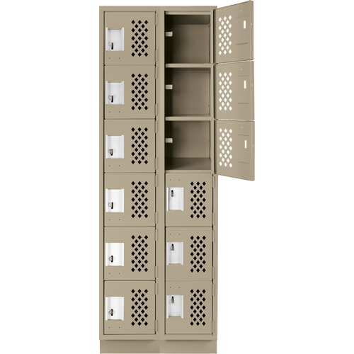Clean-Line Perforated Lockerette, 6 -tier, Bank of 2, 12" x 72" x 12", Steel Sécurité Médic