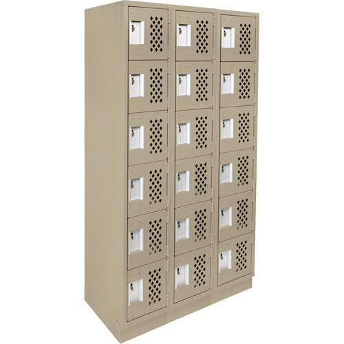 Clean-Line Perforated Lockerette, 6 -tier, Bank of 3, 12" x 72" x 12", Steel Sécurité Médic