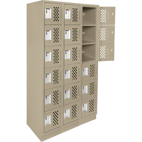 Clean-Line Perforated Lockerette, 6 -tier, Bank of 3, 12" x 72" x 12", Steel Sécurité Médic