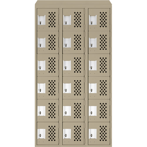 Petit casier perfor&eacute; Clean-Line, 6 niveaux, Bloc de 3, 12" x 72" x 12", Acier Sécurité Médic