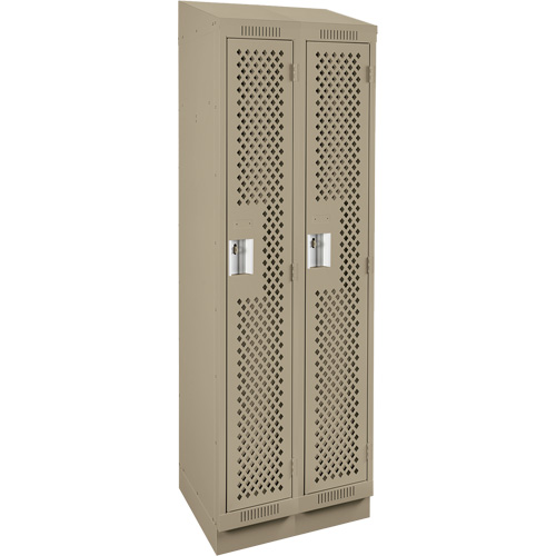 Clean Line Lockers, Bank of 2, 24" x 12" x 82", Steel, Beige, Rivet (Assembled), Perforated Sécurité Médic