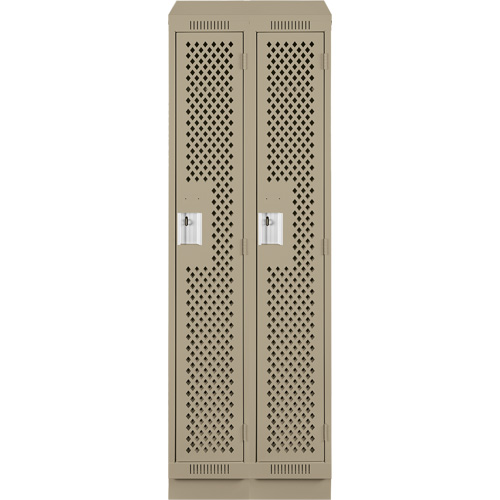 Clean Line Lockers, Bank of 2, 24" x 12" x 82", Steel, Beige, Rivet (Assembled), Perforated Sécurité Médic