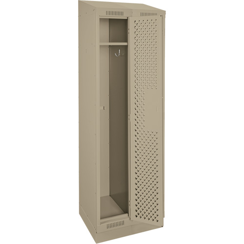 Clean Line Lockers, Bank of 2, 24" x 12" x 82", Steel, Beige, Rivet (Assembled), Perforated Sécurité Médic