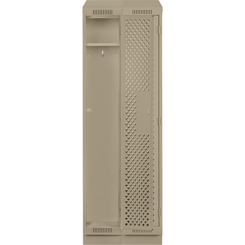 Clean Line Lockers, Bank of 2, 24" x 12" x 82", Steel, Beige, Rivet (Assembled), Perforated Sécurité Médic