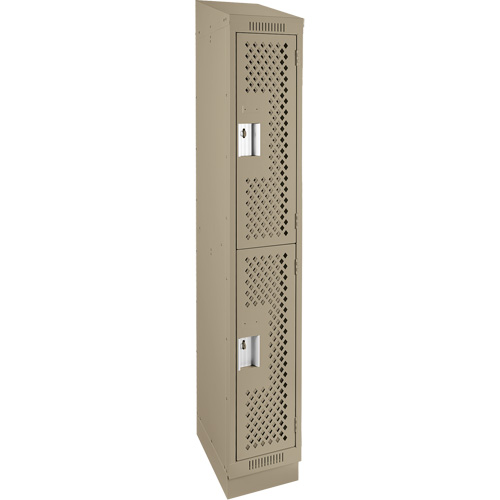 Clean Line Lockers, 2 -tier, 12" x 15" x 82", Steel, Beige, Rivet (Assembled), Perforated Sécurité Médic